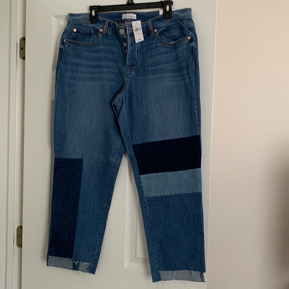 Loft Boyfriend patchwork jeans